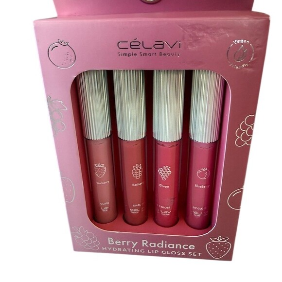 Célavi Other - Célavi Berry Radiance Hydrating Lip Gloss Set 4pc Strawberry Raspberry